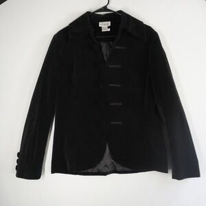 VTG Newport‎ News Cotton Black Velvet Button Down Dark Academia Blazer Jacket 12